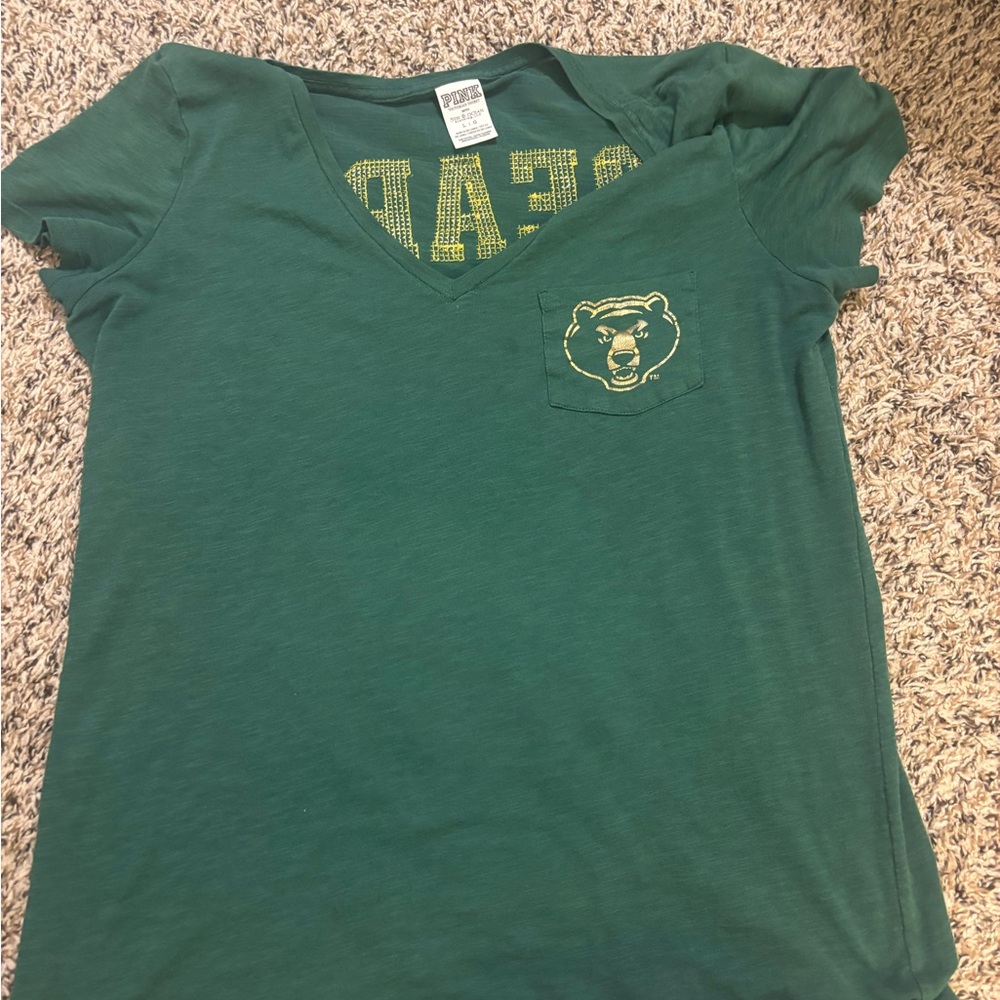 Baylor PINK Victoria's Secret Green Tee with Bear Logo
